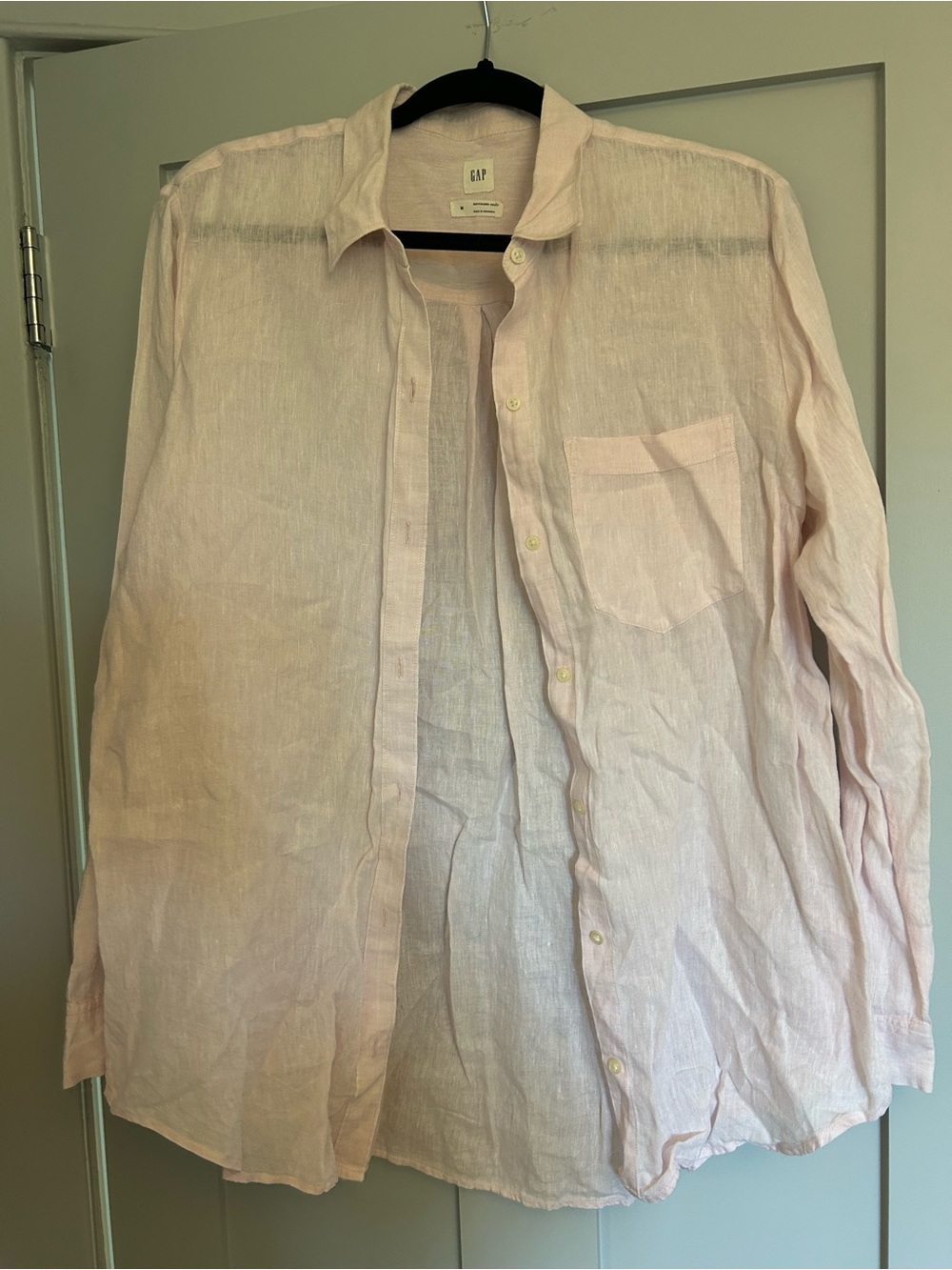 GAP 100% Linen Pink Boyfriend Button Down Shirt Medium